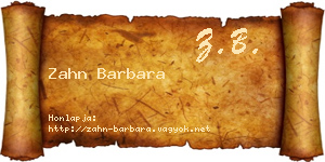 Zahn Barbara névjegykártya